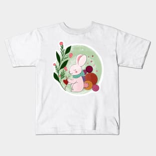 Bunny knitting heart Kids T-Shirt